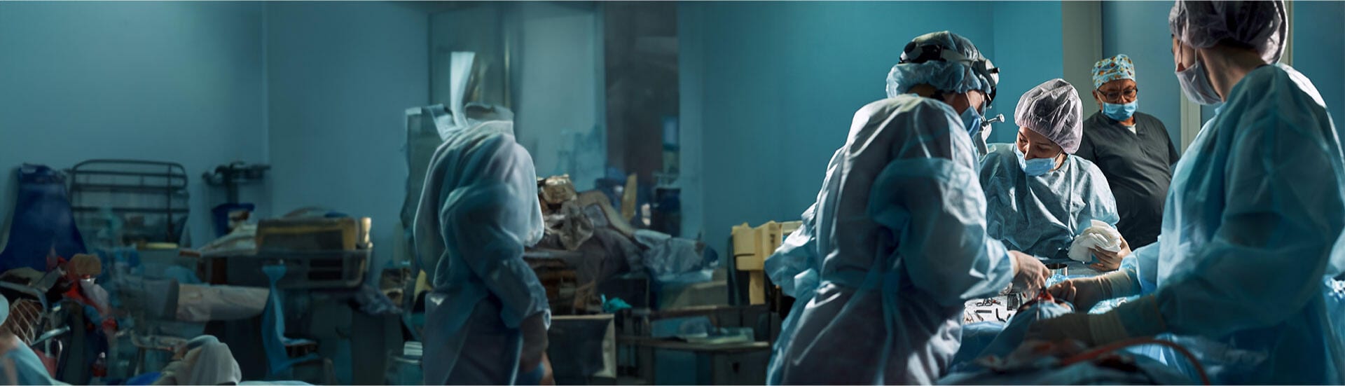 Urologists performing a Laparoscopic Nephrectomy surgery.