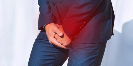 A male patient suffering from lower urinary track issues.