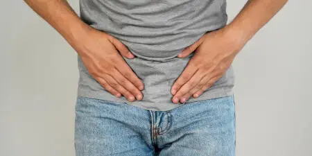 A male suffering from urinary incontinence.