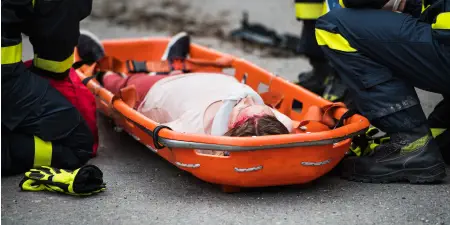 An injured person taken to hospital for traumatic injuries.