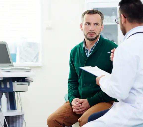 An urologist in online discussion for Prostate Cancer treatment.