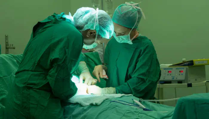 A team of urologists perform Percutaneous Nephrolithotomy surgery for kidney stones.