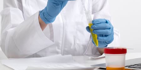 A health professional performing some advanced tests in the urology department.