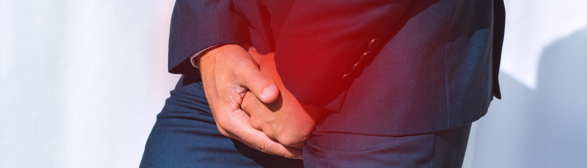 A man struggling from pain due to Lower Urinary tract Symptoms (LUTS).
